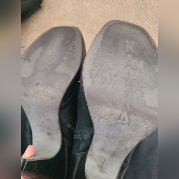 7.5 NaNa Black Leather over the knee boots - Picture 9 of 10